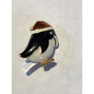 LIA SOPHIA CHRISTMAS PENGUIN ENAMEL BROOCH NEW RARE